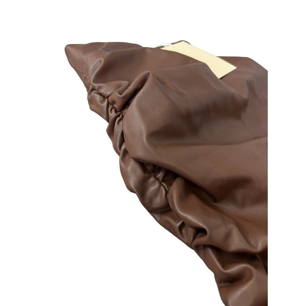 Meshki Ruched Bodycon Naomi Mini Skirt Size XS Chocolate Brown Faux Leather - Picture 5 of 15